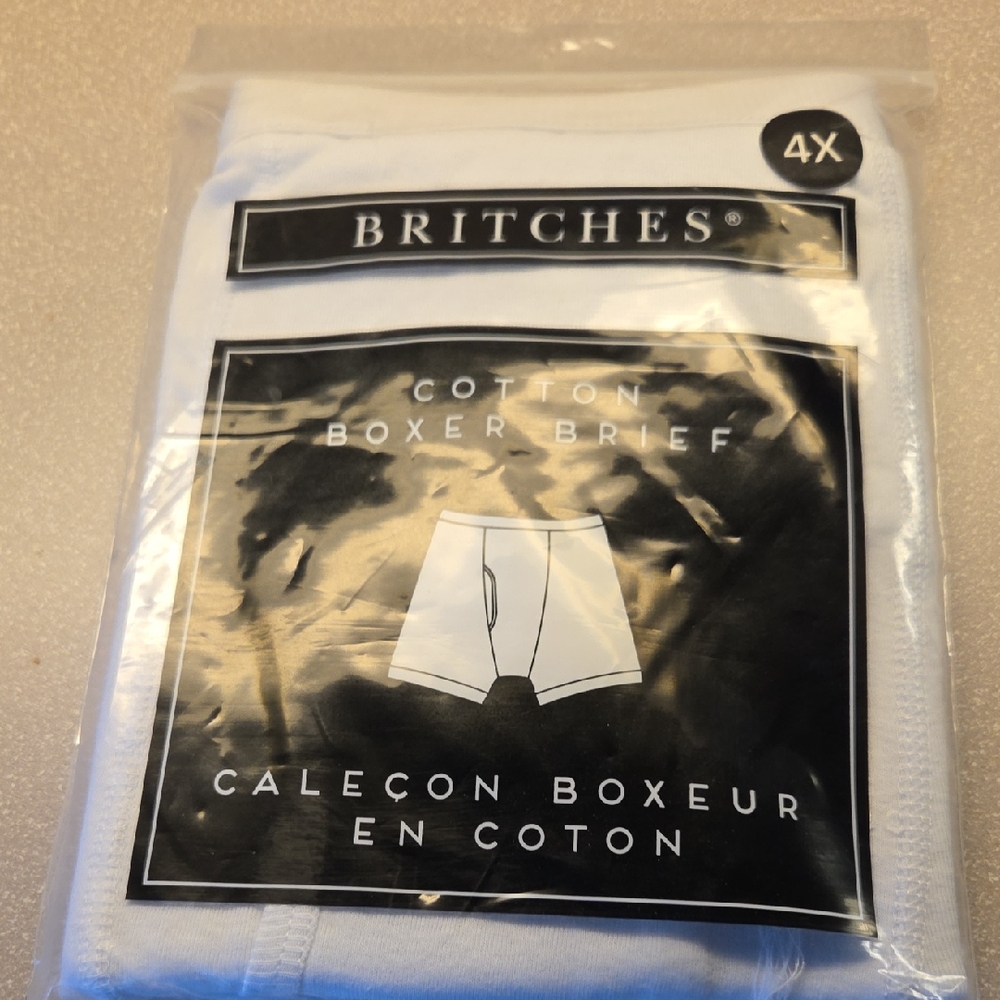 Britches White Cotton Boxer Briefs for Men